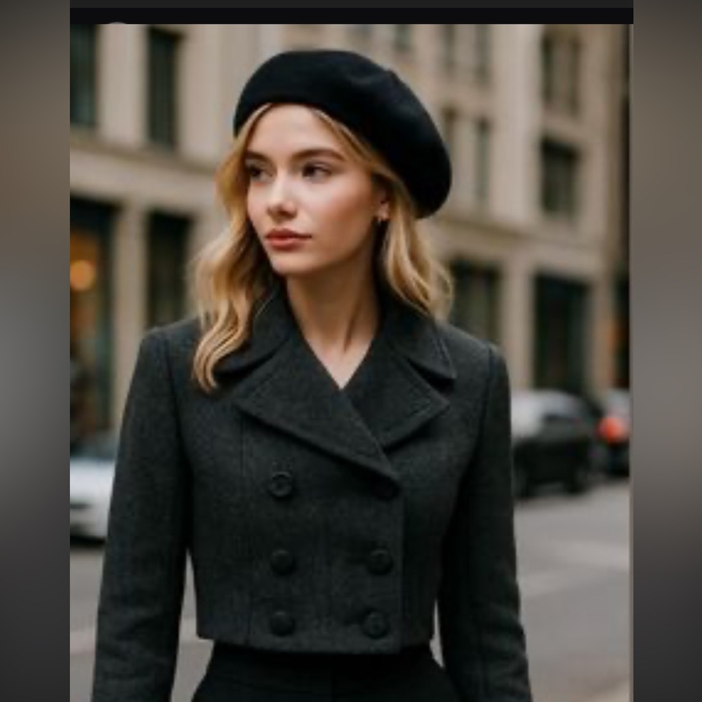 81 st & Park Vintage Cropped Button Up Wool Blazer